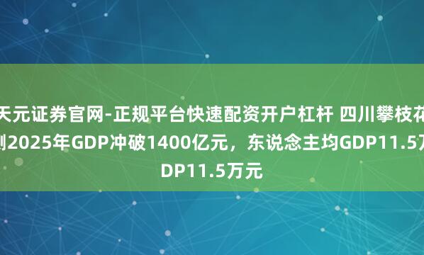 天元证券官网-正规平台快速配资开户杠杆 四川攀枝花预测2025年GDP冲破1400亿元，东说念主均GDP11.5万元
