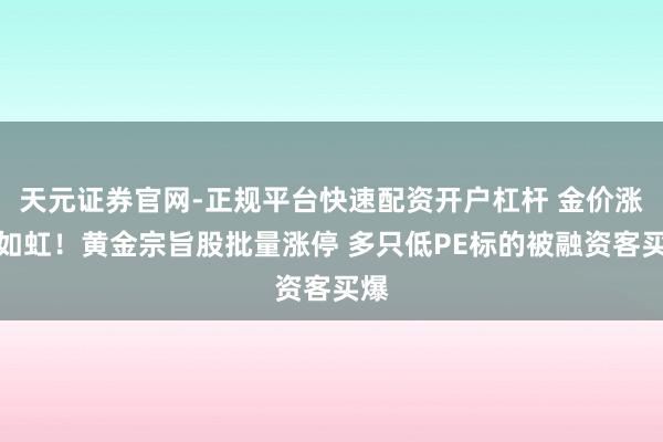 天元证券官网-正规平台快速配资开户杠杆 金价涨势如虹！黄金宗旨股批量涨停 多只低PE标的被融资客买爆