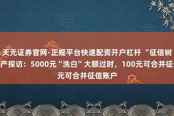 天元证券官网-正规平台快速配资开户杠杆 “征信树立”灰产探访：5000元“洗白”大额过时，100元可合并征信账户