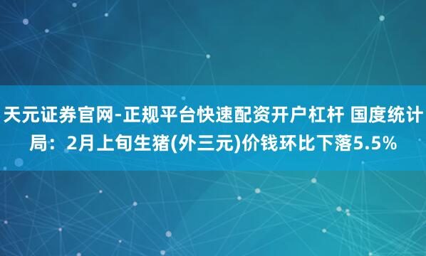 天元证券官网-正规平台快速配资开户杠杆 国度统计局：2月上旬生猪(外三元)价钱环比下落5.5%