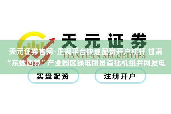 天元证券官网-正规平台快速配资开户杠杆 甘肃“东数西算”产业园区绿电团员首批机组并网发电