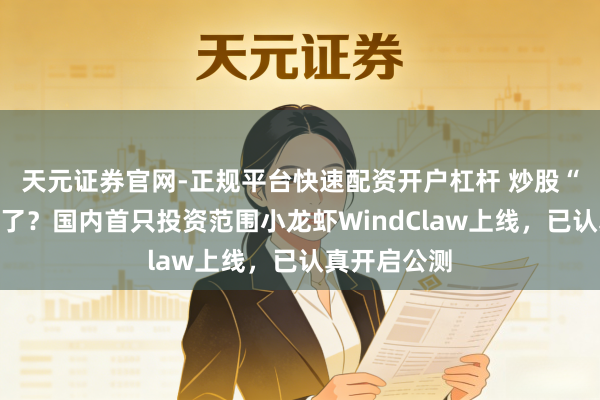 天元证券官网-正规平台快速配资开户杠杆 炒股“小龙虾”来了?国内首只投资范围小龙虾WindClaw上线,已认真开启公测