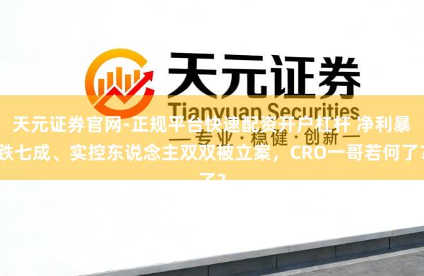 天元证券官网-正规平台快速配资开户杠杆 净利暴跌七成、实控东说念主双双被立案,CRO一哥若何了?