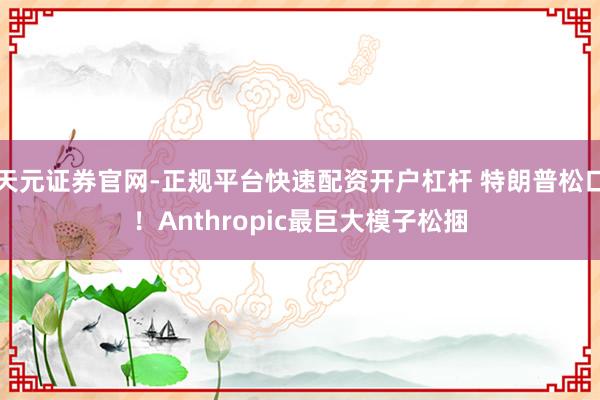 天元证券官网-正规平台快速配资开户杠杆 特朗普松口！Anthropic最巨大模子松捆