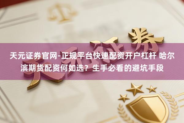 天元证券官网-正规平台快速配资开户杠杆 哈尔滨期货配资何如选？生手必看的避坑手段