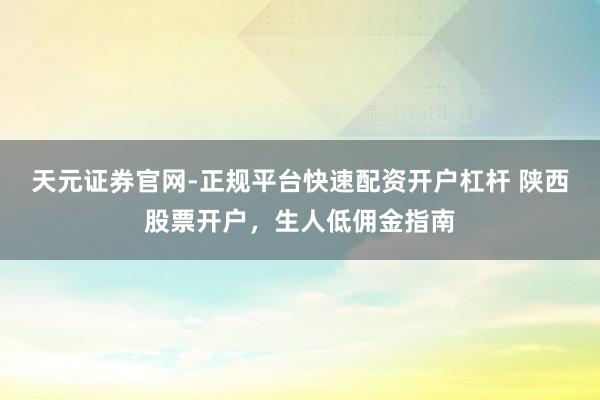 天元证券官网-正规平台快速配资开户杠杆 陕西股票开户，生人低佣金指南